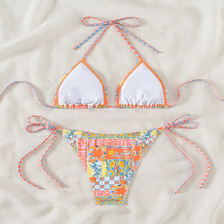 Women’s Triangle Bikini with playful floral pattern and adjustable straps Mune Fashion