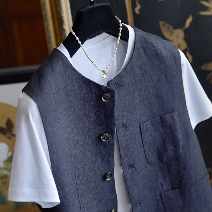 Women Fashionable Linen Vest Mune Fashion