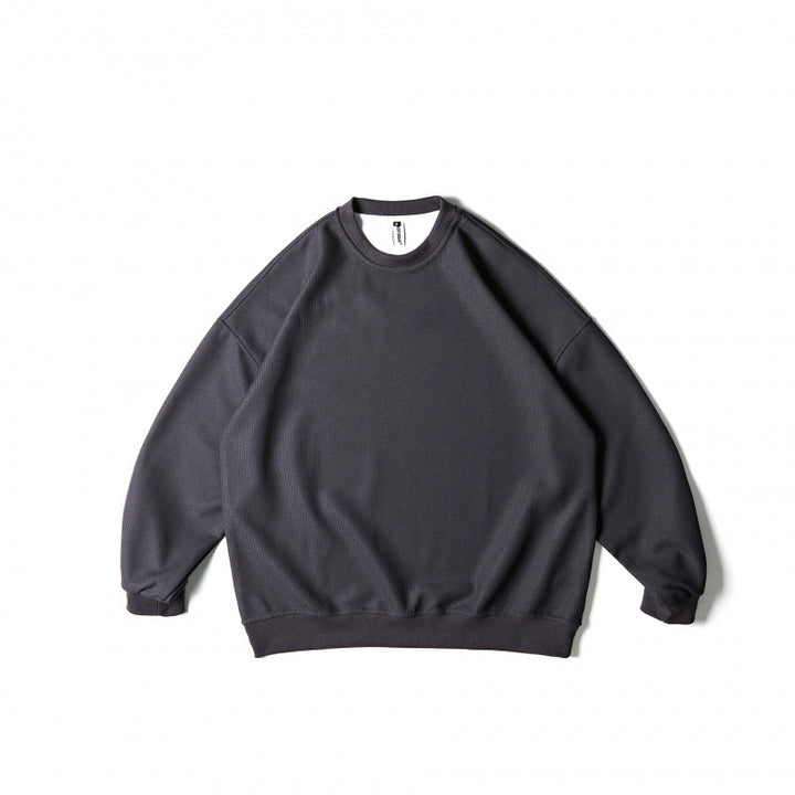 Unisex Loose-Fit Sweatshirt with Waffle Structure, Crew Neck and Ribbed Cuffs Mune Fashion