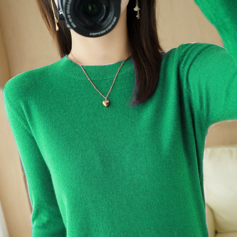 Women's Soft Fine Knit Crew Neck Sweater with Extra Wide Cuffs and Boxy Silhouette Mune Fashion