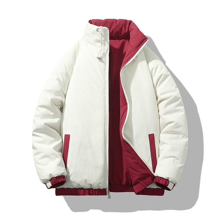 Men's short-cut thermo puffer jacket with high, adjustable stand collar and contrasted inner lining Mune Fashion