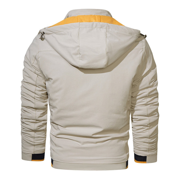 Men's lightweight technical hooded jacket with waterproof chest pocket and ribbed contrast cuffs Mune Fashion