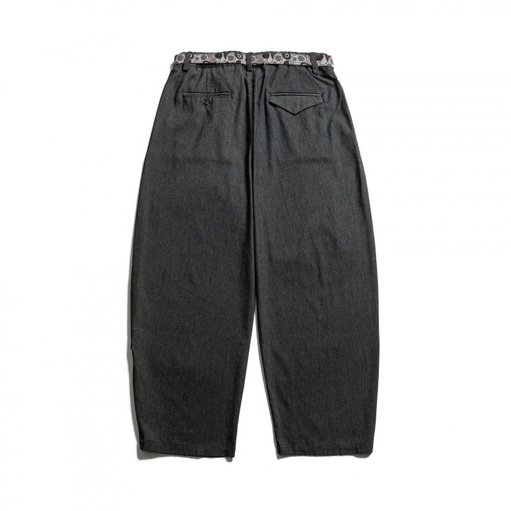 Men's Loose Highwaist Pleated Pants with Elastic Waistband and Printed Drawstring Mune Fashion