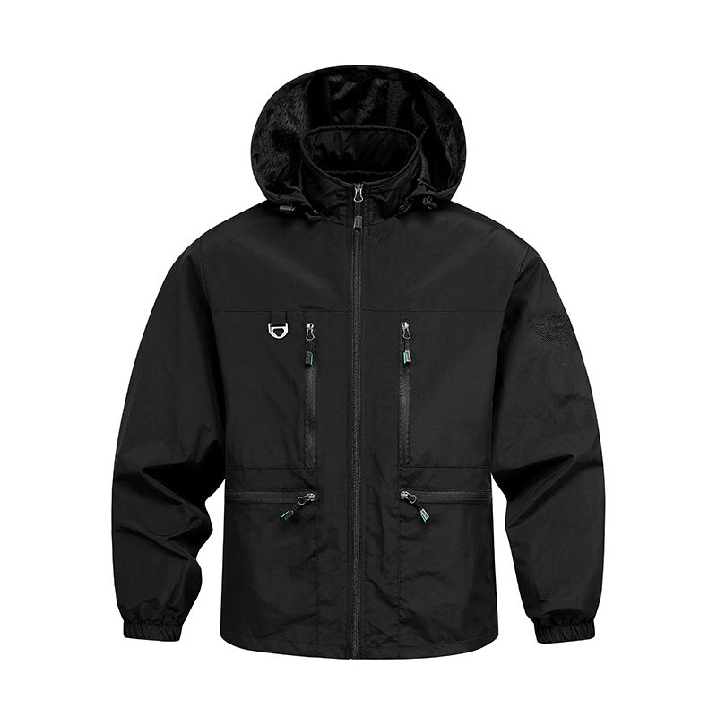 Men's Waterproof Functional Jacket with Adjustable Hood
