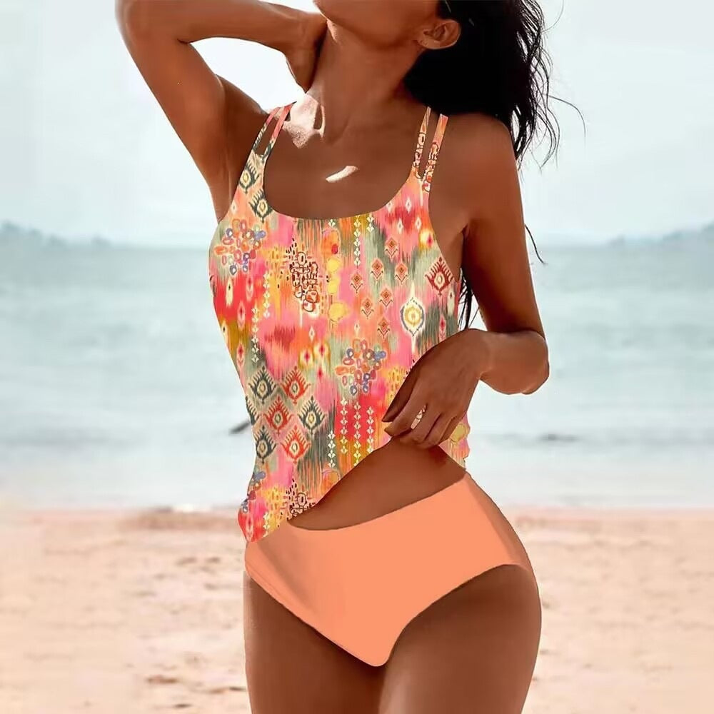 Women's swimsuit with decorative floral pattern and stylish strap laces Mune Fashion