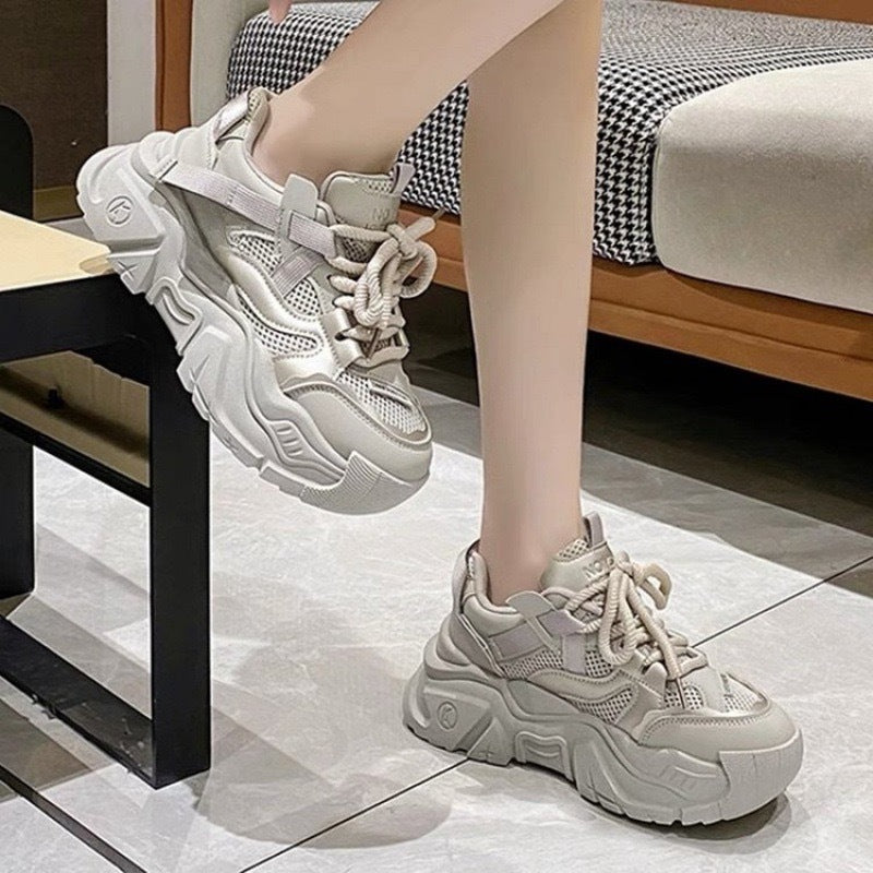 Women's Trendy Chunky Sneakers with Cushioned Sole and Breathable Mesh Upper Mune Fashion