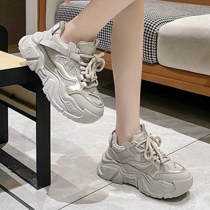 Women's Trendy Chunky Sneakers with Cushioned Sole and Breathable Mesh Upper Mune Fashion