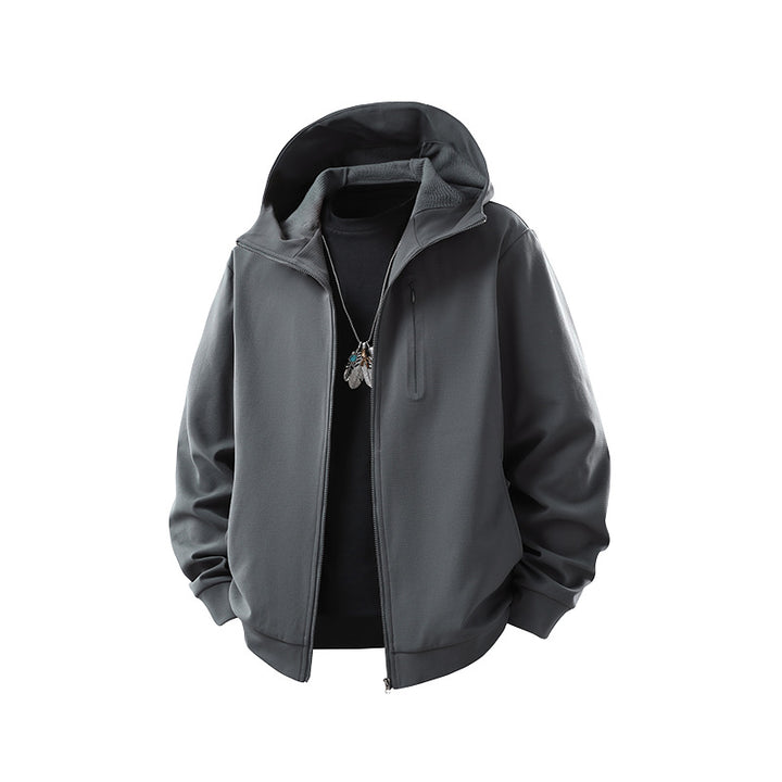 Herren Kapuzen-Softshelljacke mit Reißverschluss‑Brusttasche, geripptem Saum und Relaxed‑Fit Mune Fashion