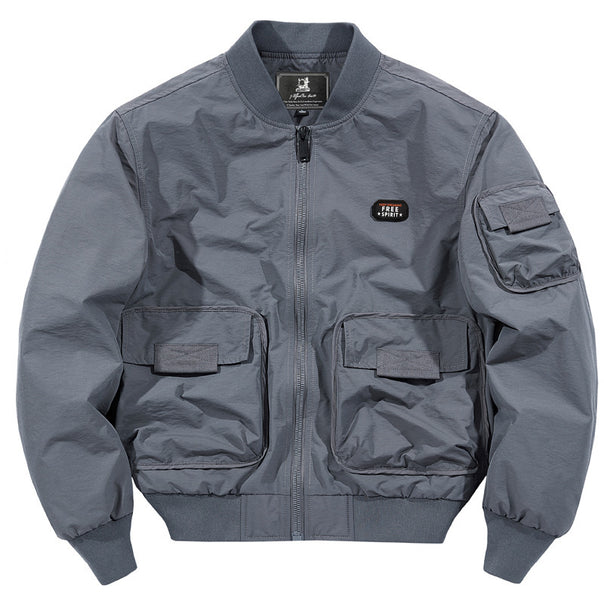 Men's lightweight nylon bomber in utility look with multiple pockets and ribbed cuffs Mune Fashion