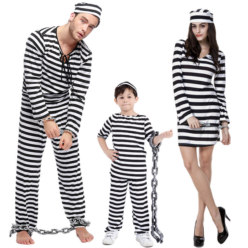 Girl's costume as a prisoner with striped top and pants Mune Fashion