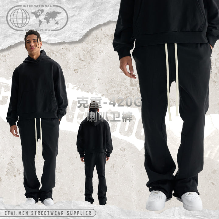 Women's flare pants made of French terry with wide leg and drawstring Mune Fashion