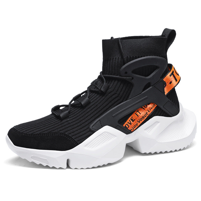 Men's Futuristic High-Top Knitted Sneakers with Exoskeleton Heel Support Mune Fashion