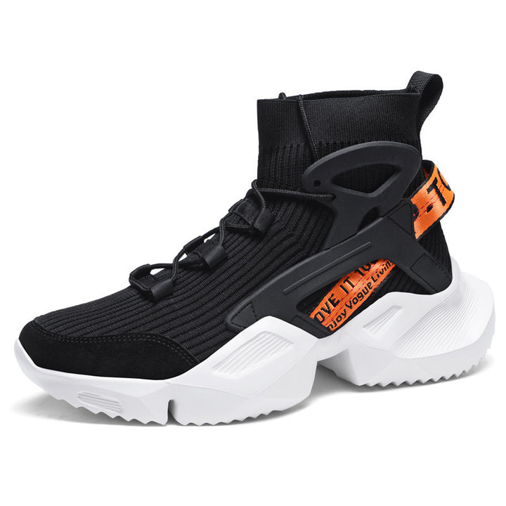 Men's Futuristic High-Top Knitted Sneakers with Exoskeleton Heel Support Mune Fashion