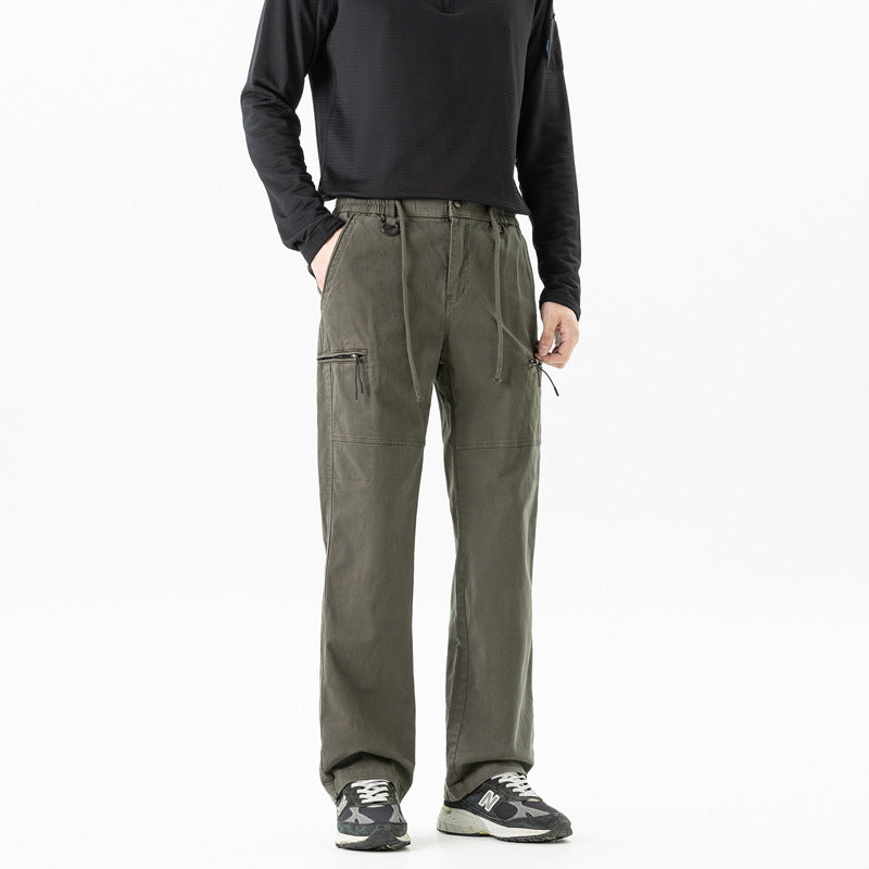 Herren Komfort-Canvas-Cargo-Hose mit elastischem Tunnelzugbund, Kniepaneelen und Multifachtaschen Mune Fashion