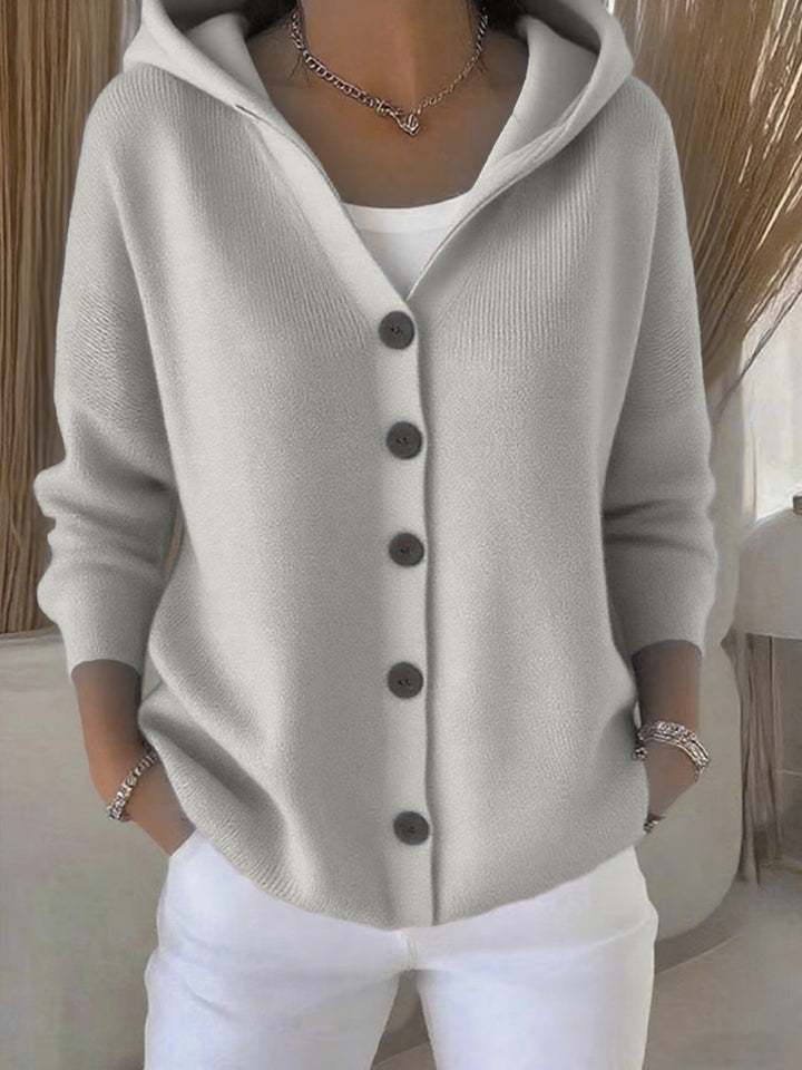 Women's hooded cardigan with button placket and casual oversized fit Mune Fashion