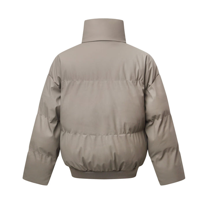 Women's Short Cut Quilted Winter Parka with High Stand Collar and Ribbed Hem Mune Fashion