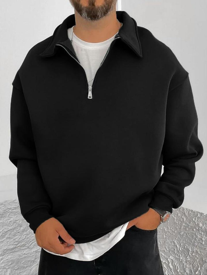 Men's Oversize Half-Zip Sweatshirt with Stand-Up Collar Mune Fashion