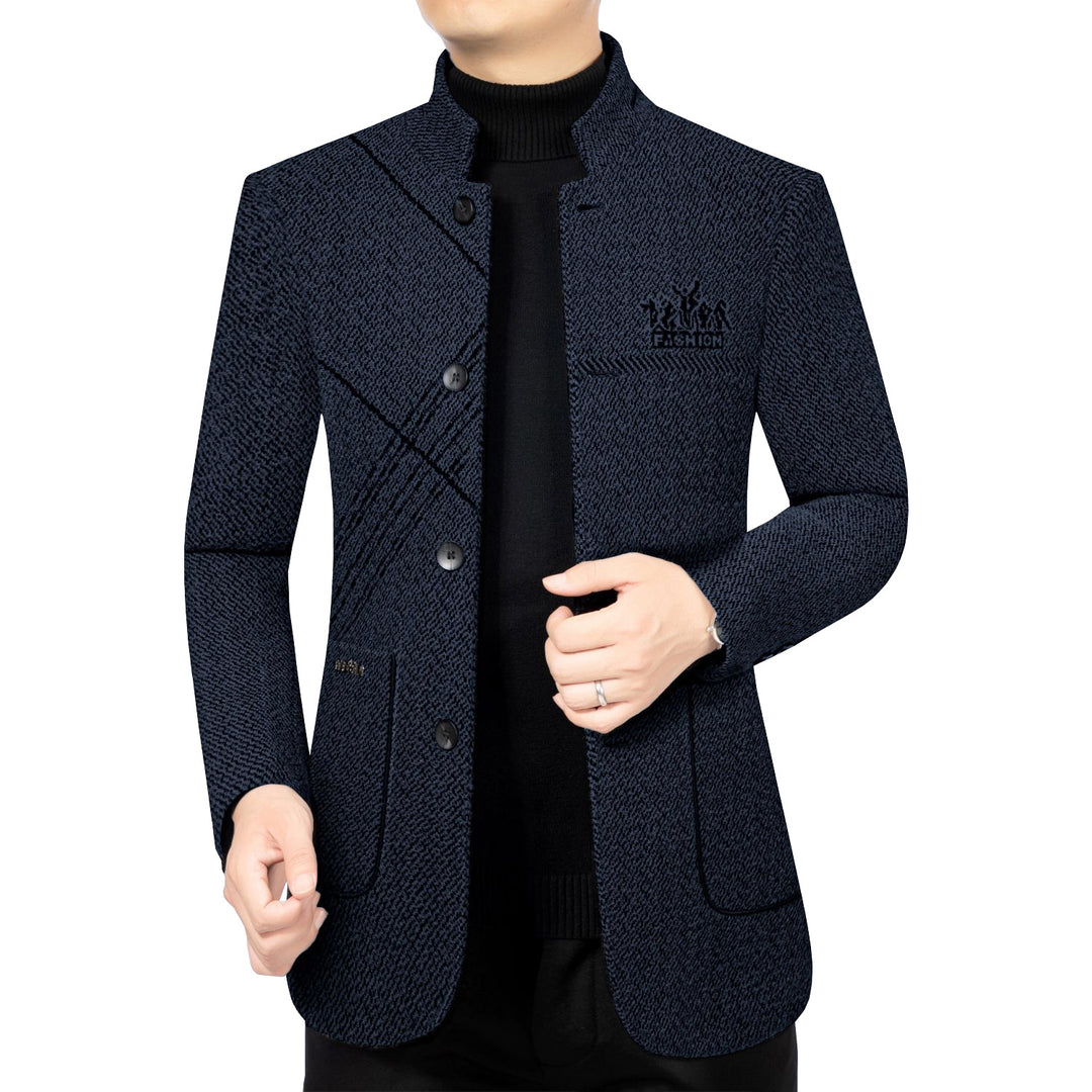 Men's wool coat with teddy lining, stand-up collar and slim silhouette Mune Fashion