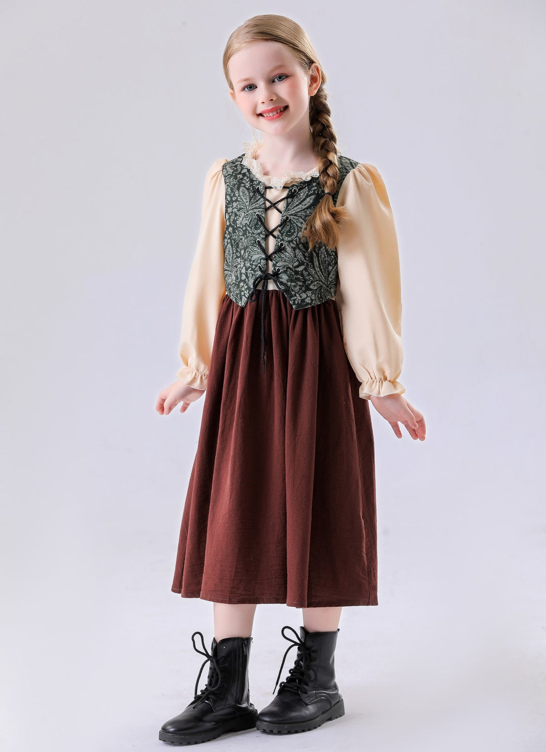 Unisex children's vest in vintage brocade style with floral jacquard pattern Mune Fashion