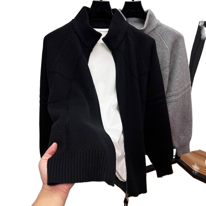 Men's Structured Half-Zip Cardigan with Stand Collar and Raglan Sleeves Mune Fashion