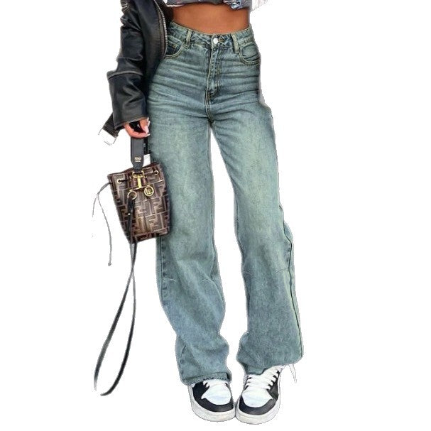 Women High-Waist Wide Vintage-Denim Baggy-Jeans with Relaxed Flare Mune Fashion
