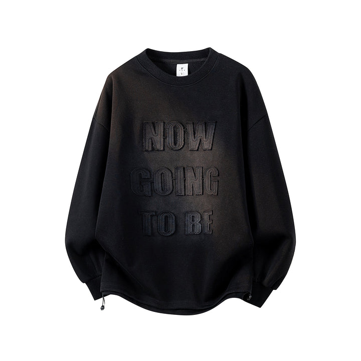 Women's Oversized Sweatshirt with Embroidered Logo, Rounded Hem & Dropped Shoulder Mune Fashion