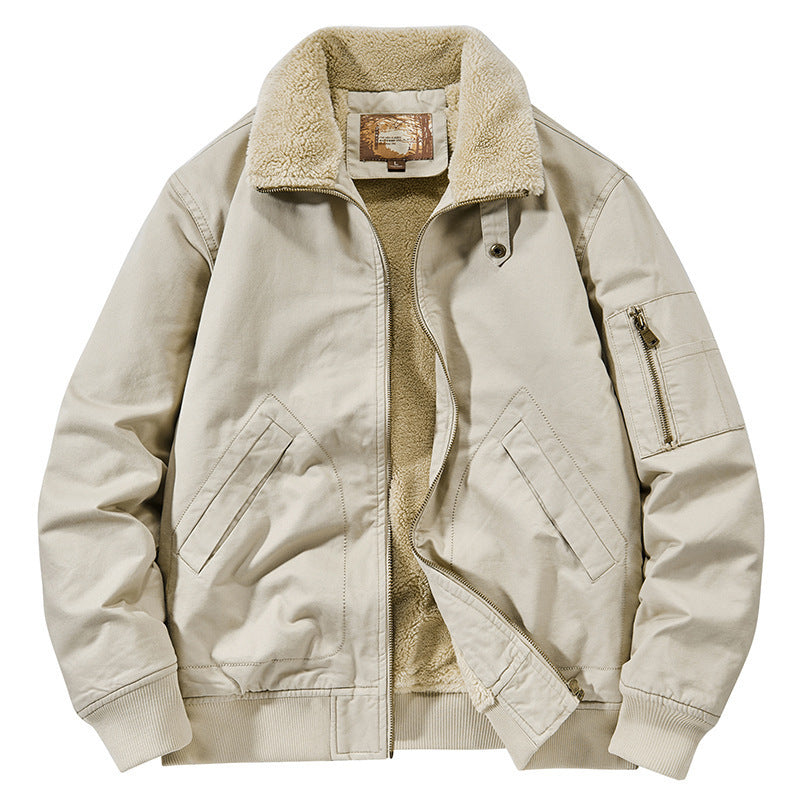 Men's teddy-lined pilot bomber jacket with sherpa lining and arm pocket Mune Fashion