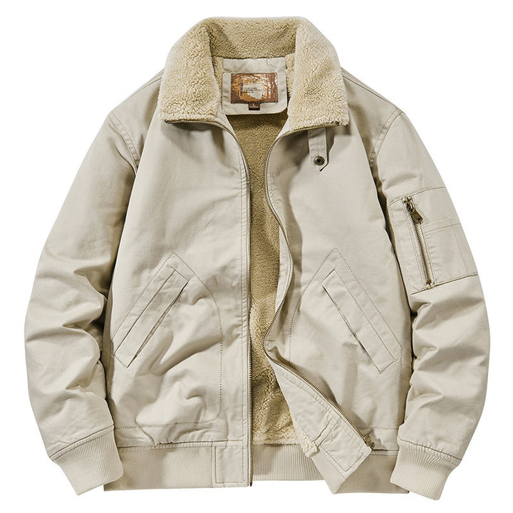 Men's teddy-lined pilot bomber jacket with sherpa lining and arm pocket Mune Fashion