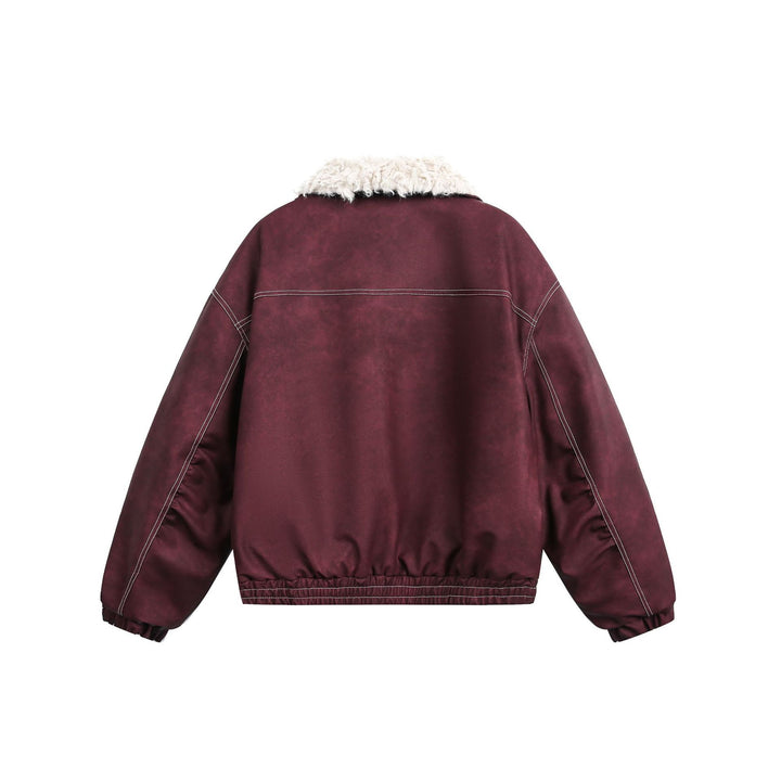 Men's Boxy Suede-Look Blouson with Teddy Lining and High Collar Mune Fashion
