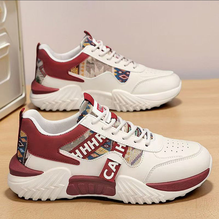 Women Chunky Platform Sneaker with Ethnic Woven Pattern and Padded Comfort Shaft Mune Fashion