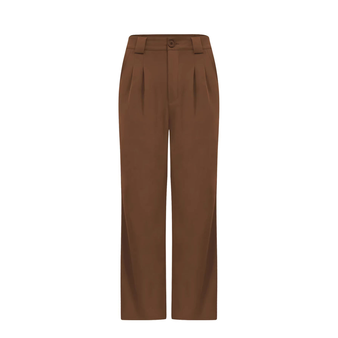 Women's High-Waisted Wide Suit Pants with Pleats and Crease Mune Fashion