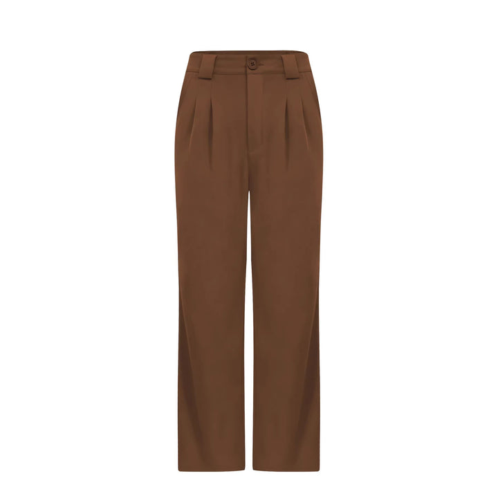 Women's High-Waisted Wide Suit Pants with Pleats and Crease Mune Fashion