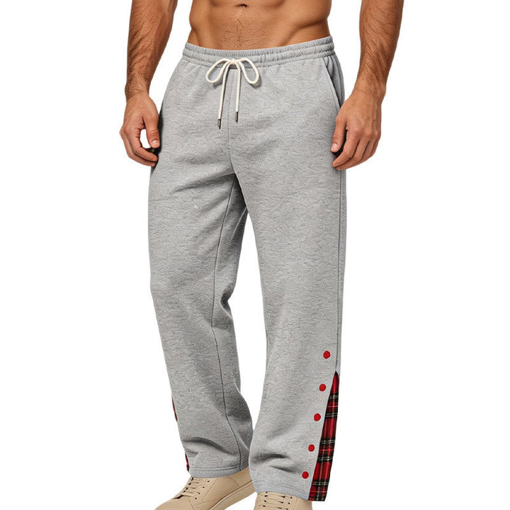 Men's wide jogging pants with check trim and snap button detail Mune Fashion