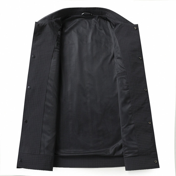 Men's lightweight shirt jacket made of structured ripstop look with snap button placket Mune Fashion