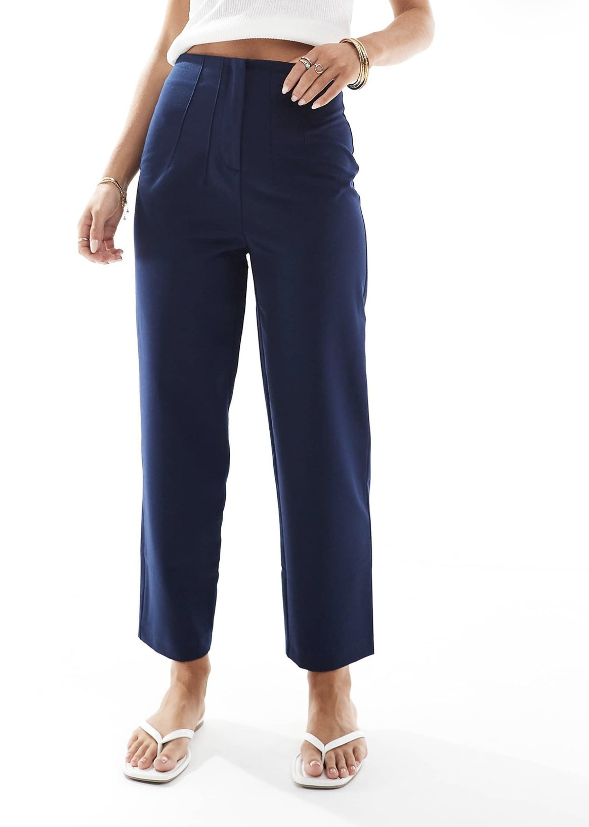 Women's high-waisted straight-cut trousers with crease Mune Fashion