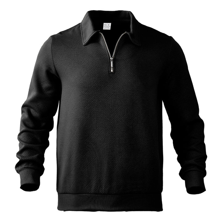 Men's fine structure half-zip pullover in polo shirt style Mune Fashion