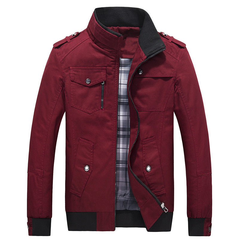 Men's light canvas field jacket with padded lining, shoulder flaps and contrasting ribbed hem Mune Fashion