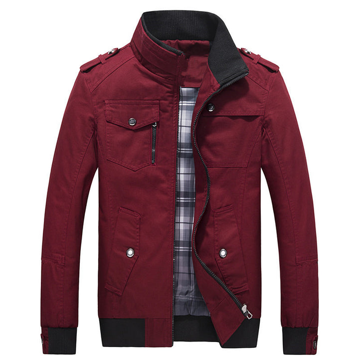 Men's light canvas field jacket with padded lining, shoulder flaps and contrasting ribbed hem Mune Fashion