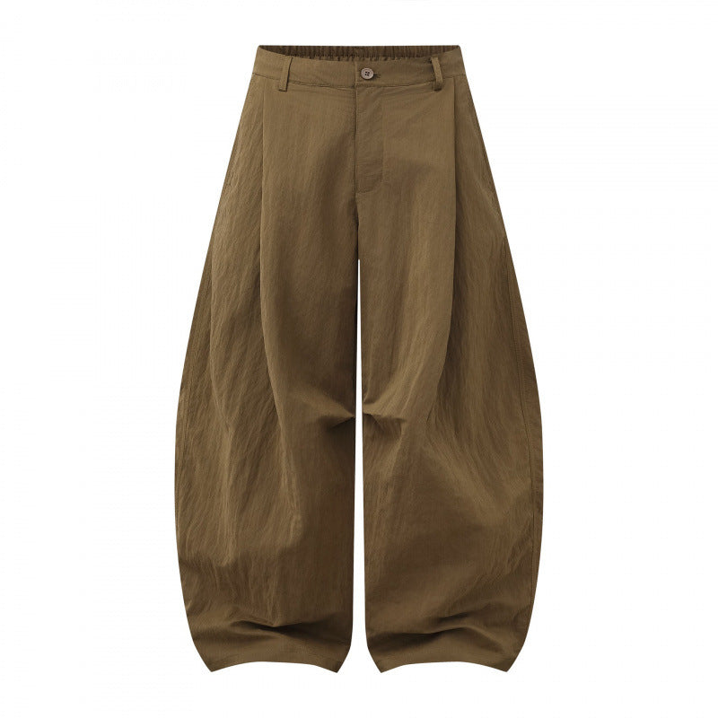 Women Wide Balloon Pants made of Cotton Blend with High Waist and Elastic Back Rubber Mune Fashion