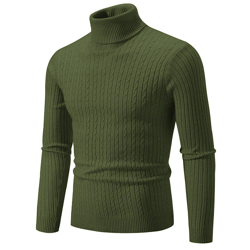 Men's Tailored Thermal Roll Neck Sweater with Cable and Rib Knit Structure Mune Fashion