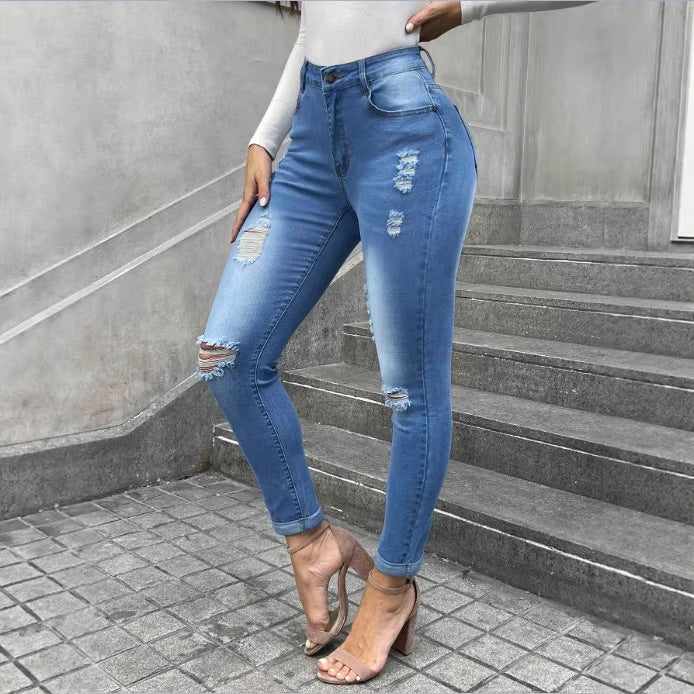 Ladies Shaping Skinny Jeans in Used Look with High Waist and Stretch Form Mune Fashion