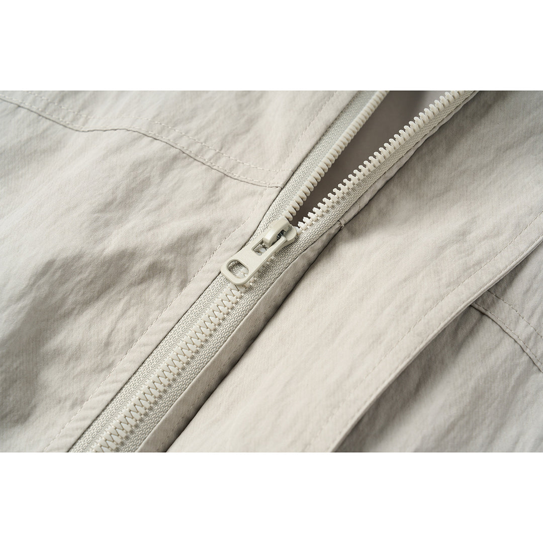 Unisex Short Jacket in minimalist Workwear look with high stand-up collar and snap button closure Mune Fashion