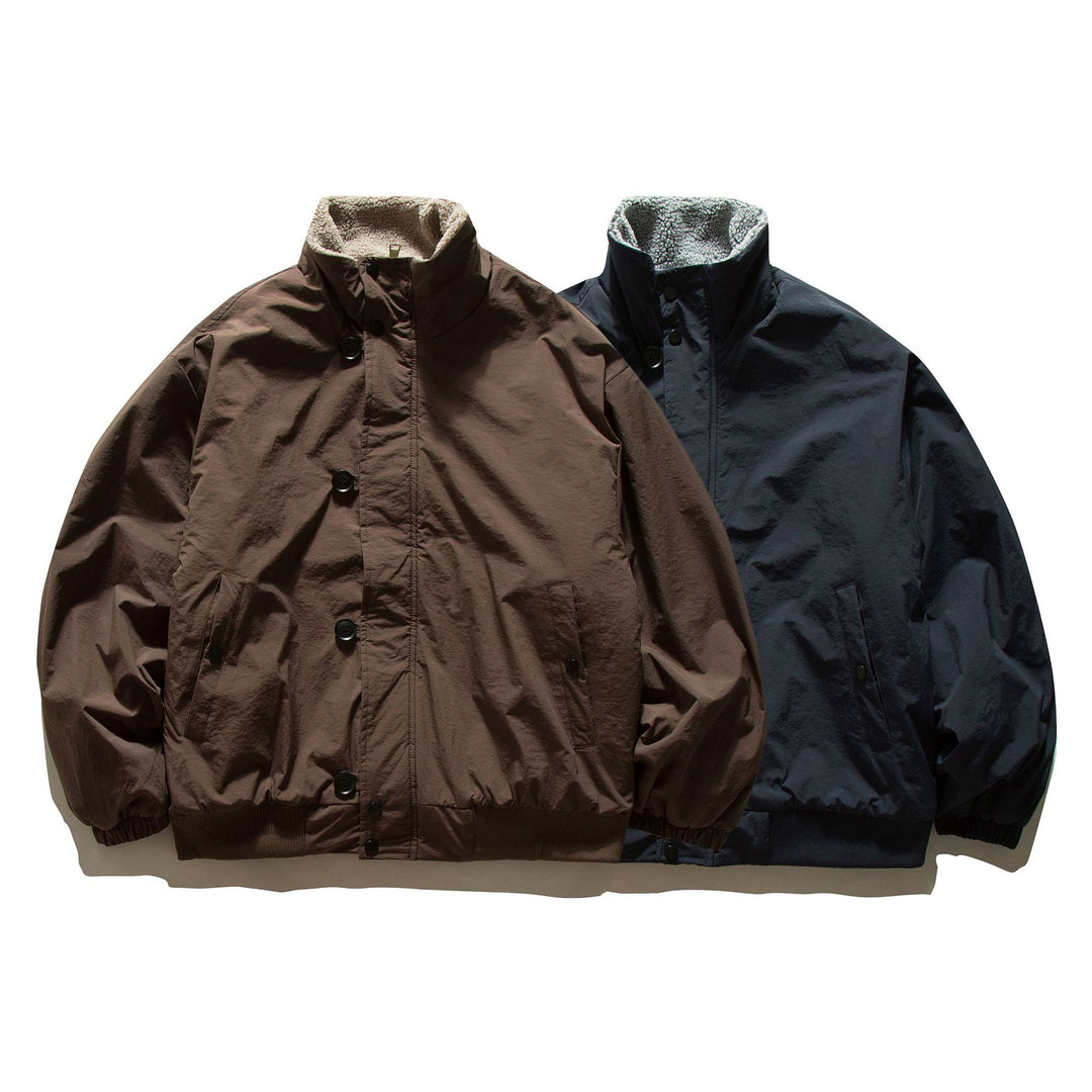 Men's short-cut thermo blouson jacket with high-collar sherpa collar Mune Fashion
