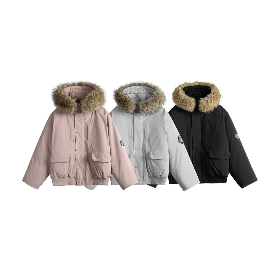 Men's short parka bomber with faux fur-lined hood and robust thermal insulation Mune Fashion