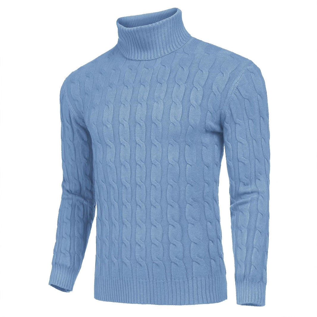 Men's fine knit sweater with high collar