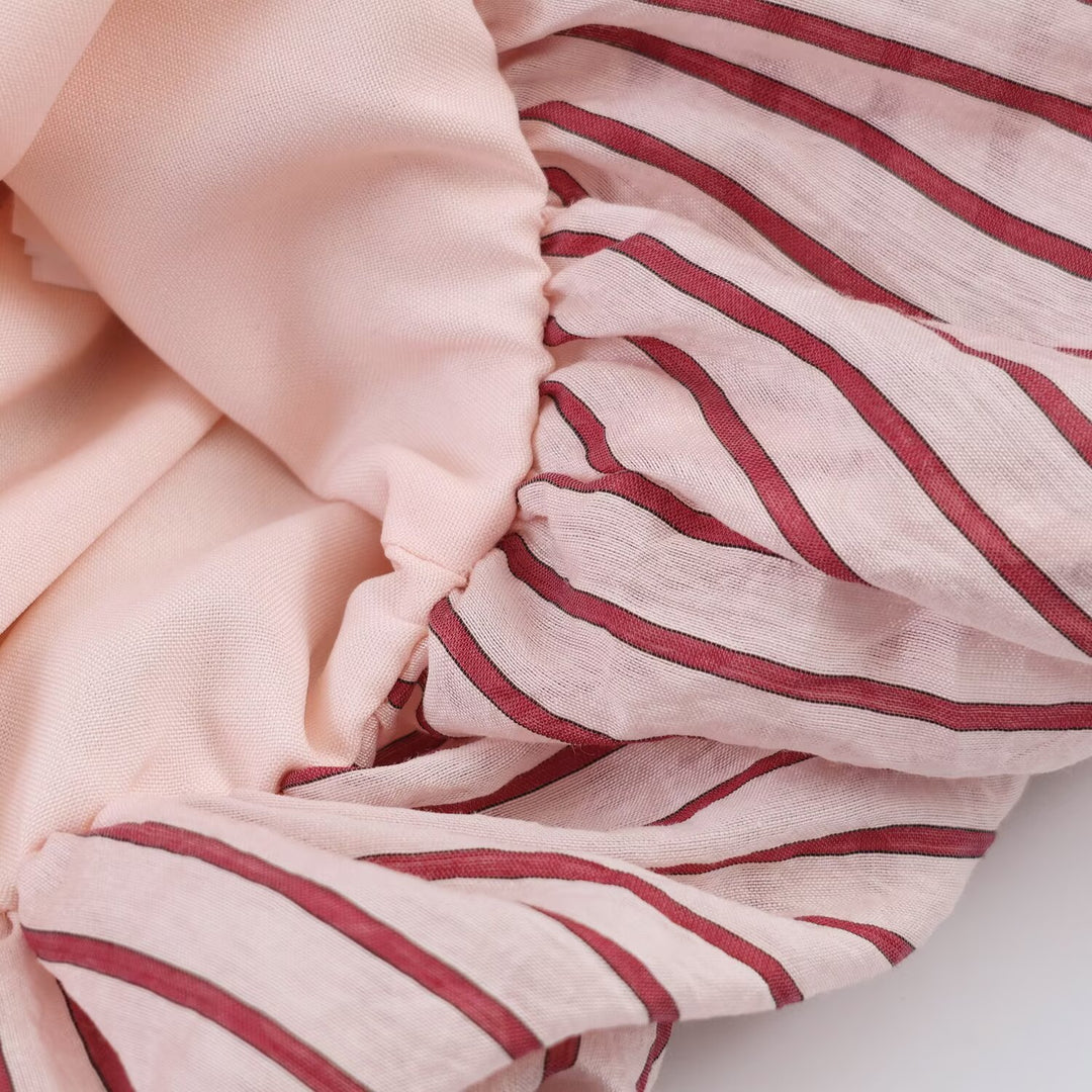 Women's Striped Oversize Blouse with Tassel Band and Volume Sleeves Mune Fashion