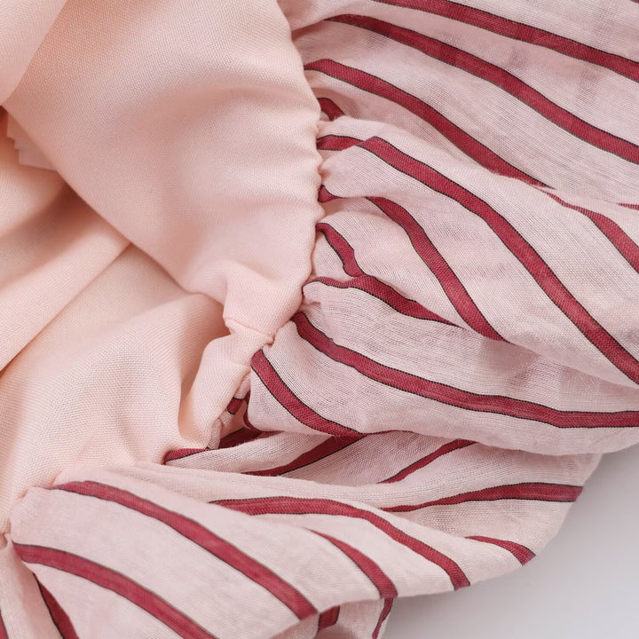 Women's Striped Oversize Blouse with Tassel Band and Volume Sleeves Mune Fashion