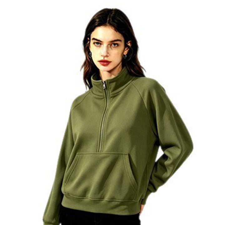 Women's sporty hooded sweatshirt with stand-up collar Mune Fashion