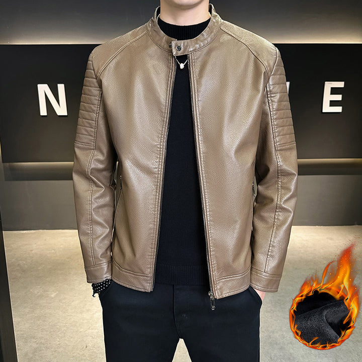 Men's Stylish Faux Leather Jacket with Quilted Details Mune Fashion