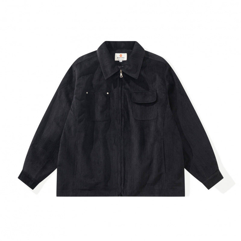 Unisex Boxy Overshirt Jacket made of fine cord structure with breast pockets and concealed zipper Mune Fashion
